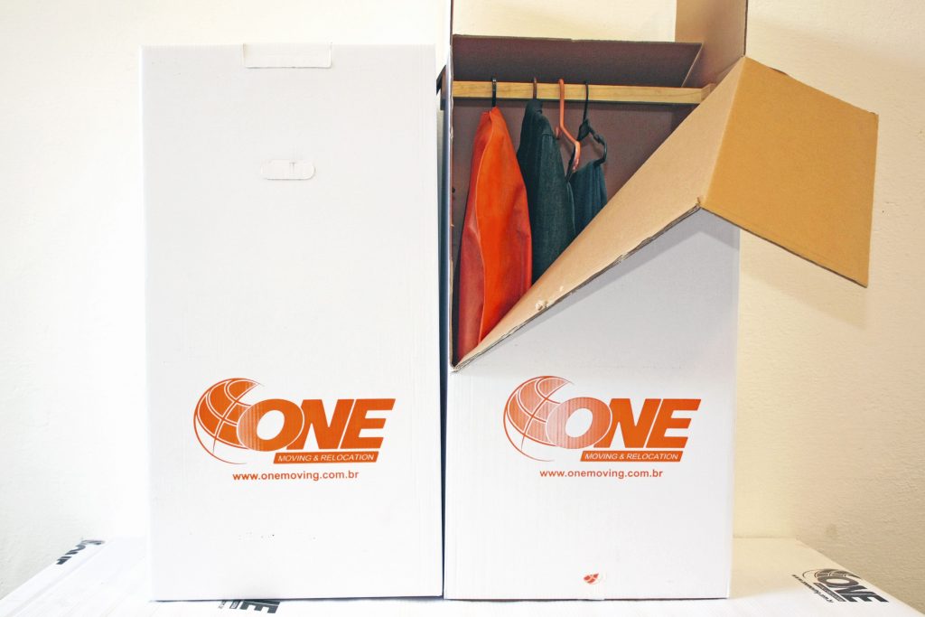 One Moving & Logistics boxes for clothing.