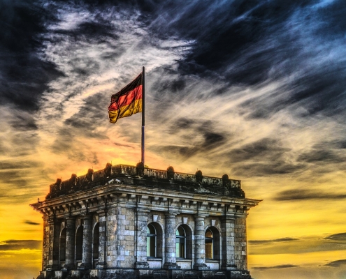 bandeira da Alemanha Bundestag pôr-do-sol